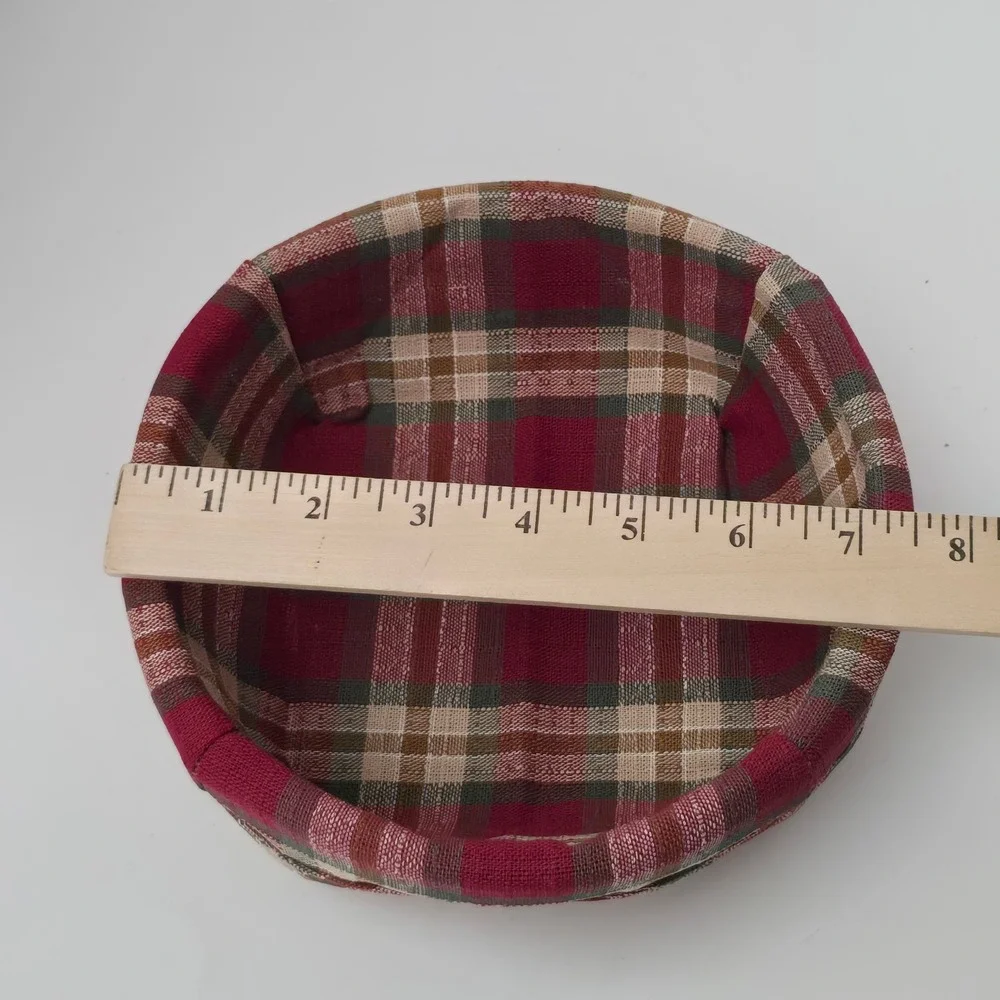 Longaberger Small Catch All Basket 2000 OPP Plaid Liner Divided Protector Round